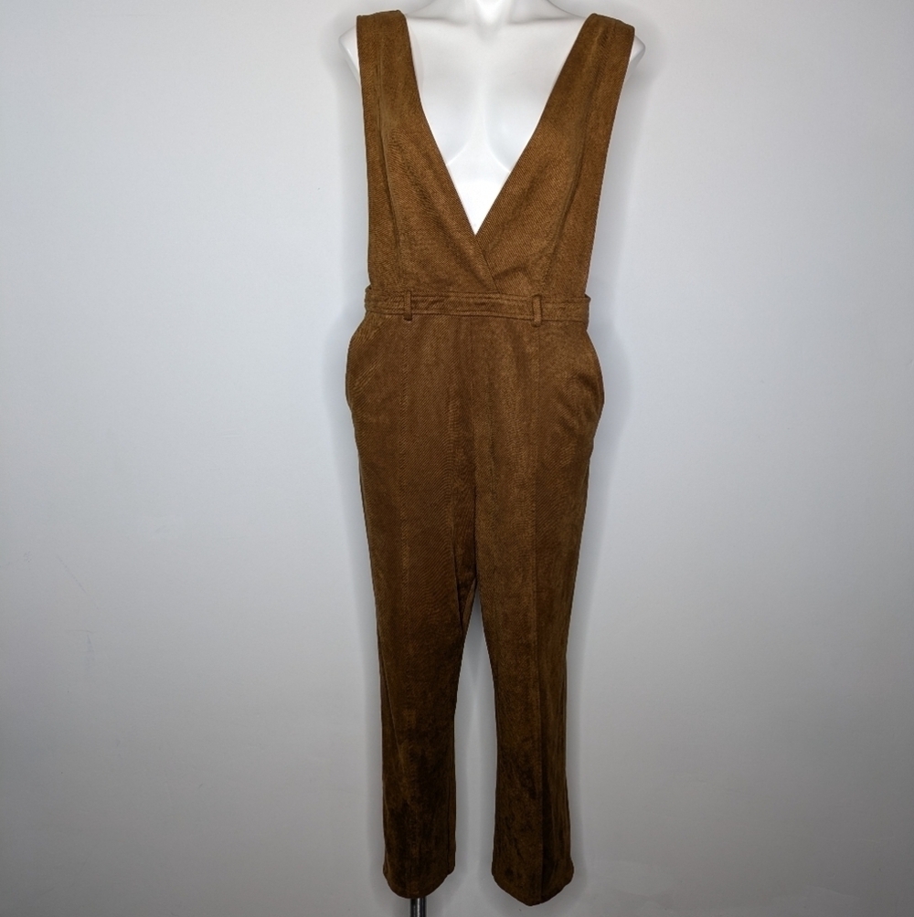 Greylin Brown Low V Cut From & Back Overall Jumpsuit M